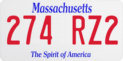 MA license plate 274RZ2