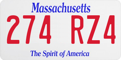 MA license plate 274RZ4