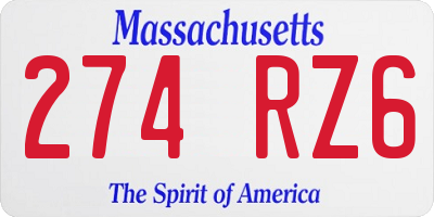 MA license plate 274RZ6