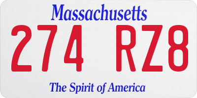 MA license plate 274RZ8