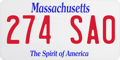 MA license plate 274SA0