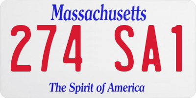 MA license plate 274SA1