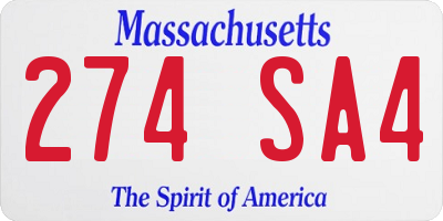 MA license plate 274SA4