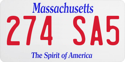 MA license plate 274SA5