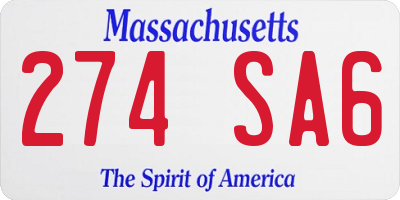 MA license plate 274SA6