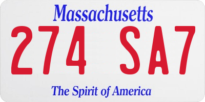 MA license plate 274SA7