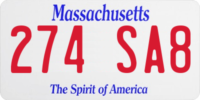 MA license plate 274SA8