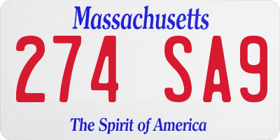 MA license plate 274SA9