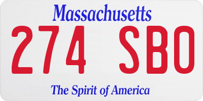 MA license plate 274SB0