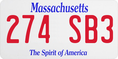 MA license plate 274SB3