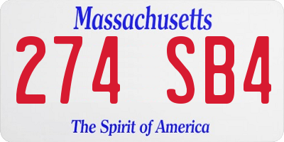 MA license plate 274SB4