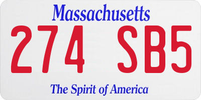 MA license plate 274SB5