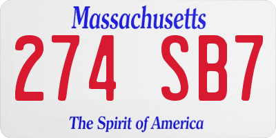 MA license plate 274SB7