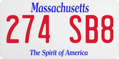 MA license plate 274SB8