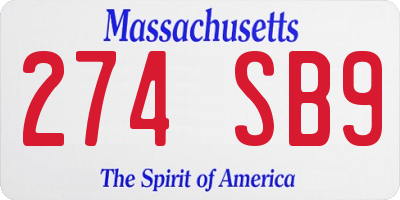 MA license plate 274SB9