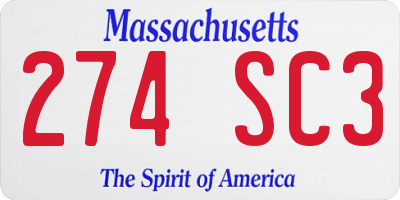 MA license plate 274SC3