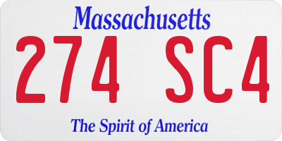 MA license plate 274SC4
