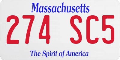 MA license plate 274SC5