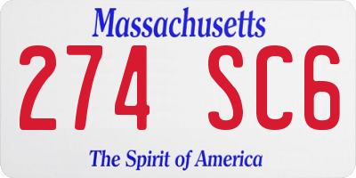 MA license plate 274SC6