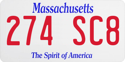 MA license plate 274SC8