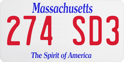 MA license plate 274SD3