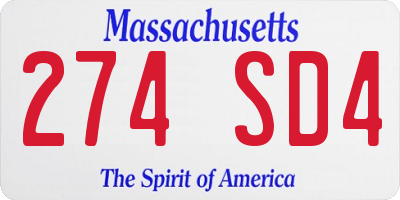 MA license plate 274SD4