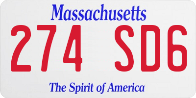 MA license plate 274SD6