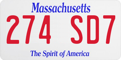 MA license plate 274SD7