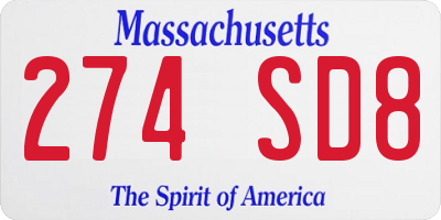 MA license plate 274SD8