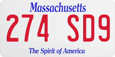 MA license plate 274SD9