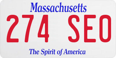 MA license plate 274SE0