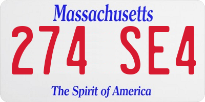 MA license plate 274SE4