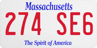 MA license plate 274SE6