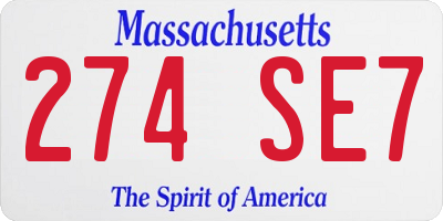 MA license plate 274SE7