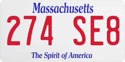 MA license plate 274SE8