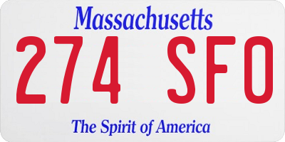 MA license plate 274SF0