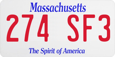 MA license plate 274SF3