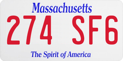MA license plate 274SF6