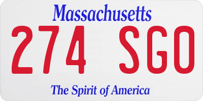 MA license plate 274SG0