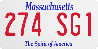 MA license plate 274SG1