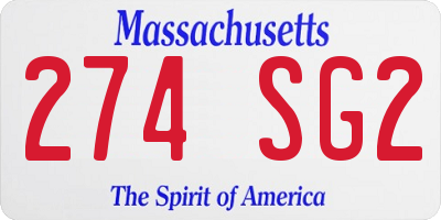MA license plate 274SG2