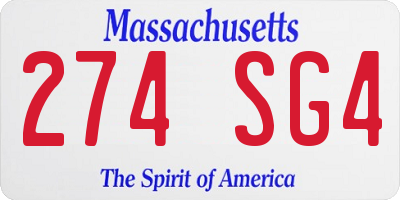 MA license plate 274SG4