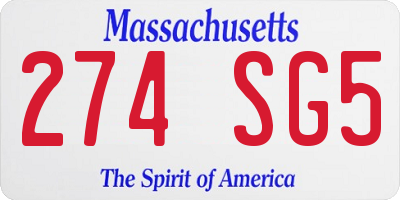 MA license plate 274SG5