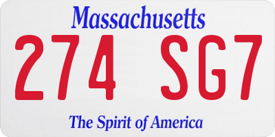 MA license plate 274SG7