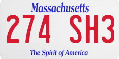 MA license plate 274SH3