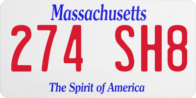 MA license plate 274SH8