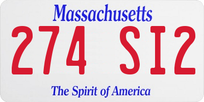 MA license plate 274SI2