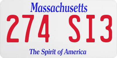 MA license plate 274SI3