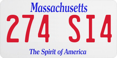 MA license plate 274SI4