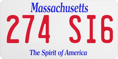 MA license plate 274SI6